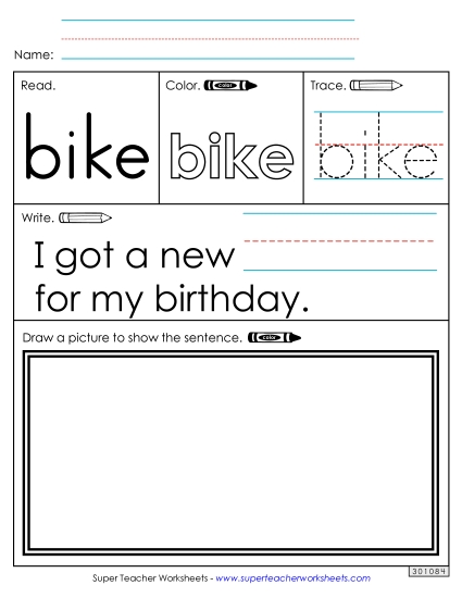 Worksheet 3: Bike (Printable PDF Worksheet)