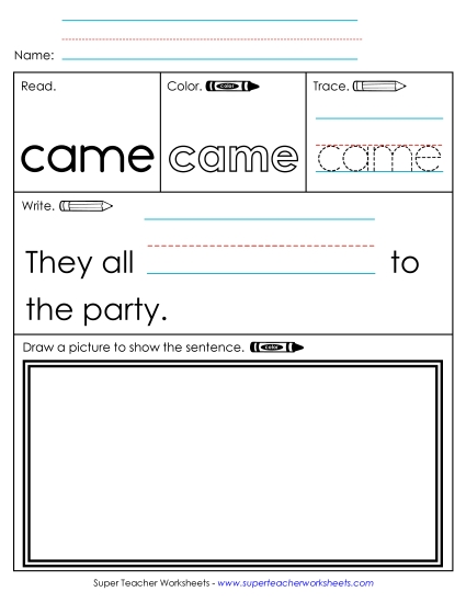 Worksheet 3: Came (Printable PDF Worksheet)