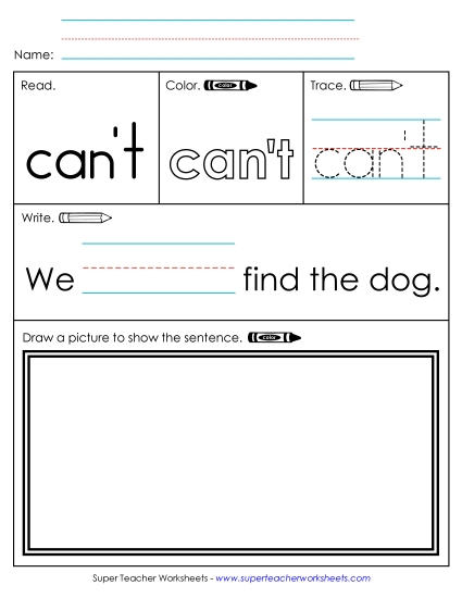 Worksheet 3: Can't (Printable PDF Worksheet)