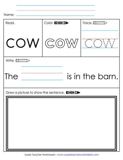 Worksheet 3: Cow (Printable PDF Worksheet)