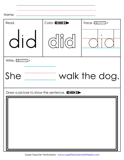 Worksheet 3: Did (Printable PDF Worksheet)
