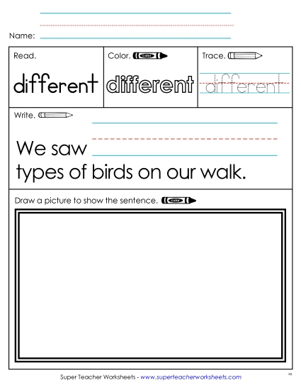Worksheet 3: Different (Printable PDF Worksheet)