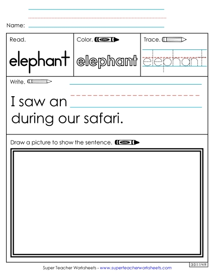 Worksheet 3: Elephant (Printable PDF Worksheet)
