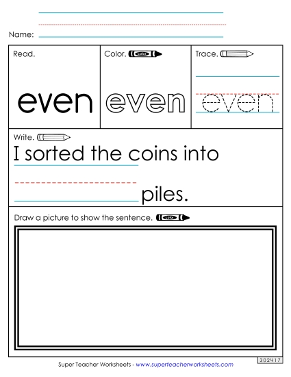 Worksheet 3: Even (Printable PDF Worksheet)