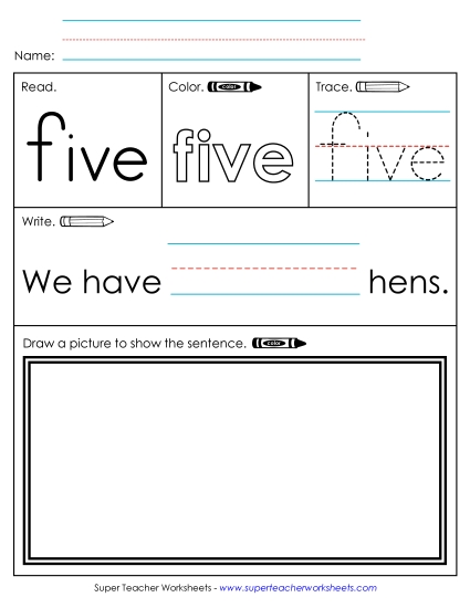 Worksheet 3: Five (Printable PDF Worksheet)