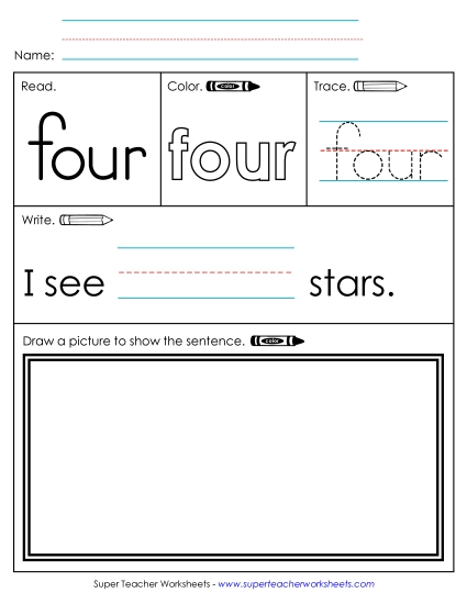 Worksheet 3: Four (Printable PDF Worksheet)