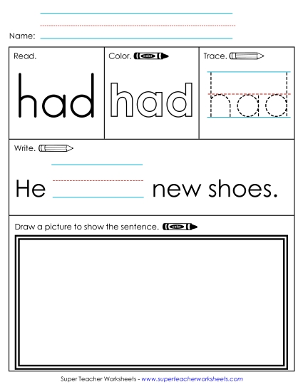 Worksheet 3: Had (Printable PDF Worksheet)