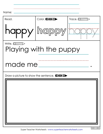 Worksheet 3: Happy (Printable PDF Worksheet)