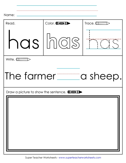 Worksheet 3: Has (Printable PDF Worksheet)