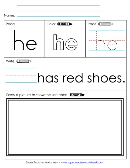 Worksheet 3: He (Printable PDF Worksheet)