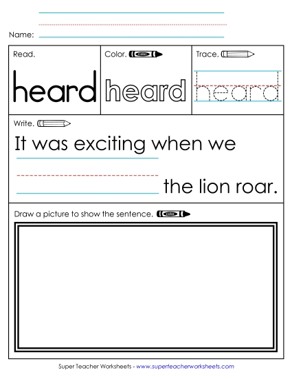 Worksheet 3: Heard (Printable PDF Worksheet)