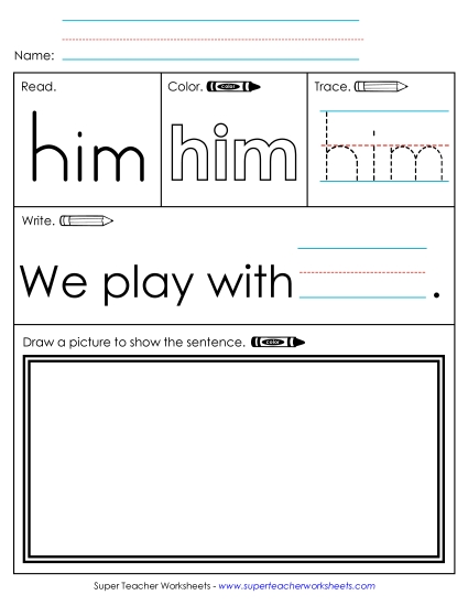 Worksheet 3: Him (Printable PDF Worksheet)