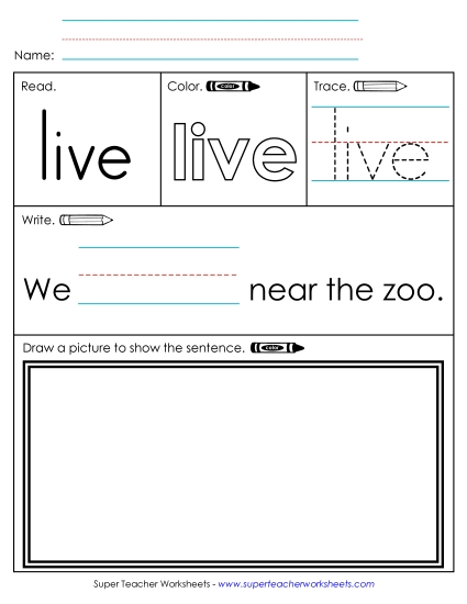 Worksheet 3: Live (Printable PDF Worksheet)