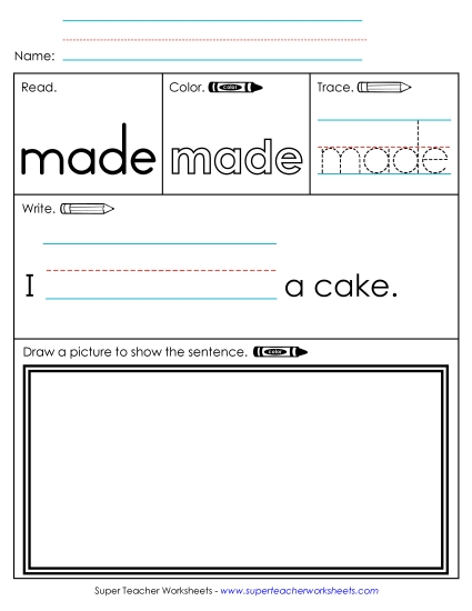 Worksheet 3: Made (Printable PDF Worksheet)