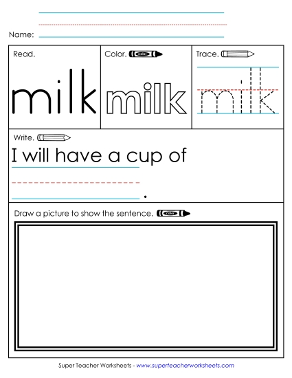 Worksheet 3: Milk (Printable PDF Worksheet)