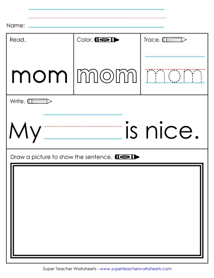 Worksheet 3: Mom (Printable PDF Worksheet)