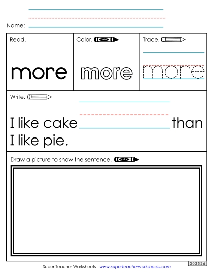 Worksheet 3: More (Printable PDF Worksheet)