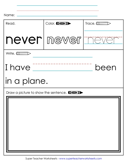 Worksheet 3: Never (Printable PDF Worksheet)