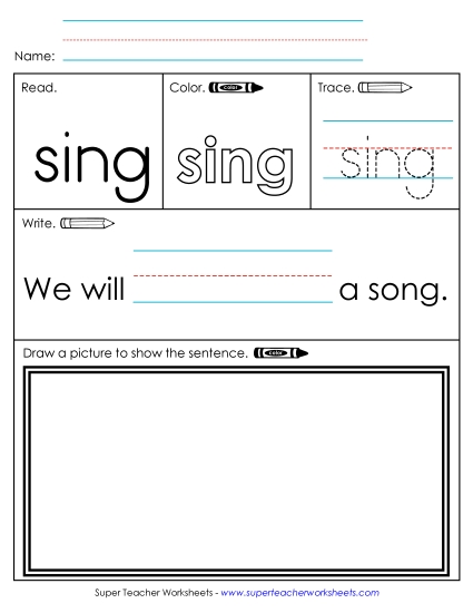 Worksheet 3: Sing (Printable PDF Worksheet)