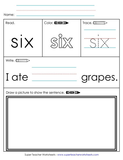 Worksheet 3: Six (Printable PDF Worksheet)
