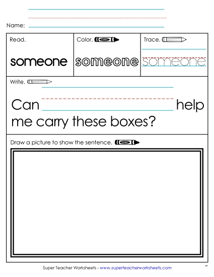 Worksheet 3: Someone (Printable PDF Worksheet)