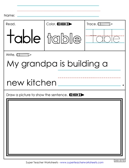 Worksheet 3: Table (Printable PDF Worksheet)
