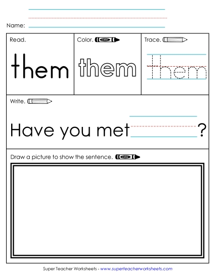 Worksheet 3: Them (Printable PDF Worksheet)