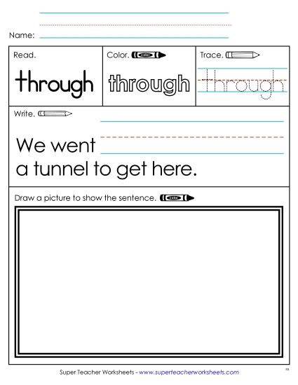 Worksheet 3: Through (Printable PDF Worksheet)
