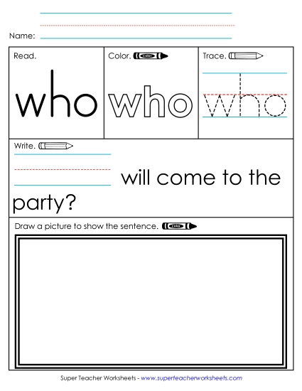 Worksheet 3: Who (Printable PDF Worksheet)