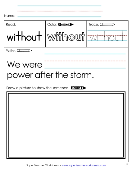 Worksheet 3: Without (Printable PDF Worksheet)
