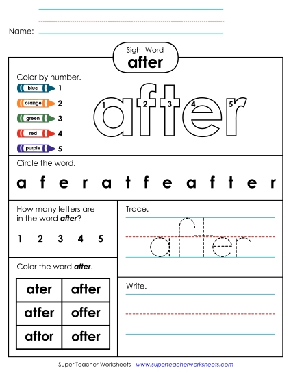 Worksheet 4: After (Printable PDF Worksheet)