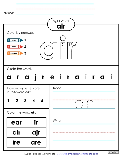 Worksheet 4: Air (Printable PDF Worksheet)
