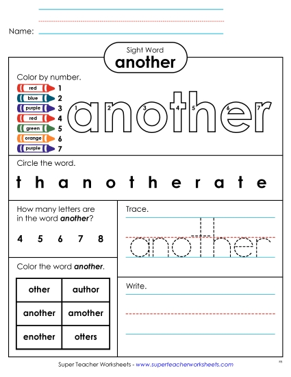 Worksheet 4: Another (Printable PDF Worksheet)