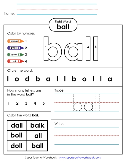 Worksheet 4: Ball (Printable PDF Worksheet)