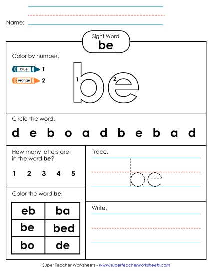 Worksheet 4: Be (Printable PDF Worksheet)