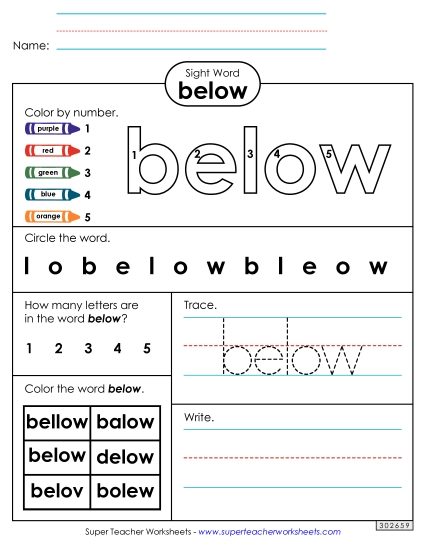 Worksheet 4: Below (Printable PDF Worksheet)