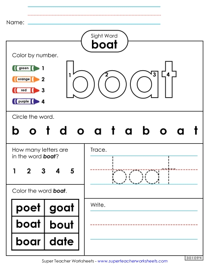 Worksheet 4: Boat (Printable PDF Worksheet)