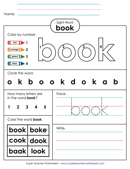 Worksheet 4: Book (Printable PDF Worksheet)