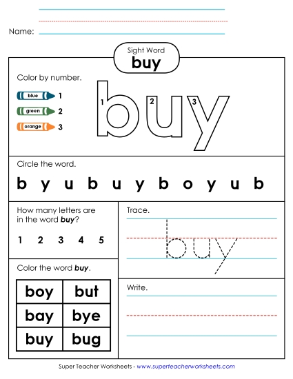 Worksheet 4: Buy (Printable PDF Worksheet)