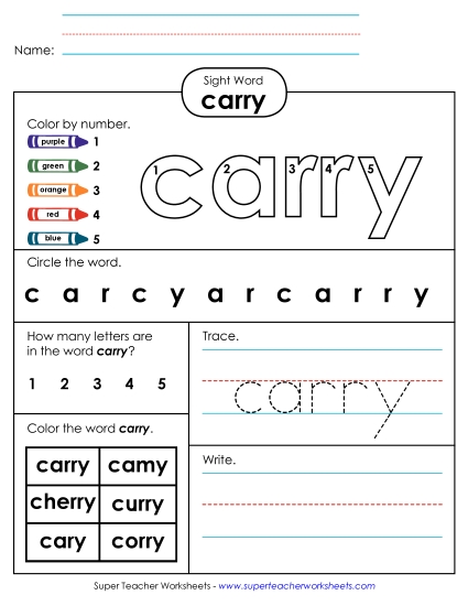 Worksheet 4: Carry (Printable PDF Worksheet)