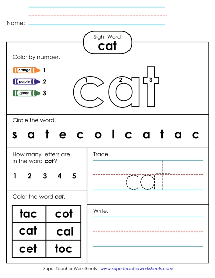 Worksheet 4: Cat (Printable PDF Worksheet)