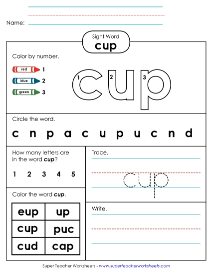 Worksheet 4: Cup (Printable PDF Worksheet)
