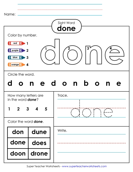 Worksheet 4: Done (Printable PDF Worksheet)