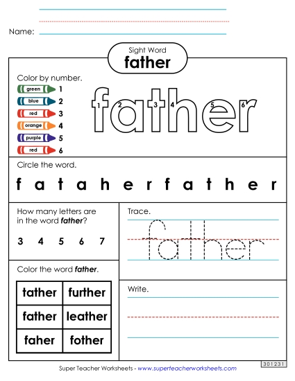 Worksheet 4: Father (Printable PDF Worksheet)