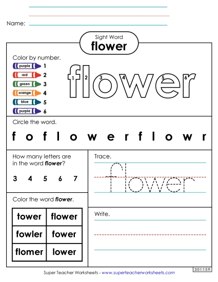 Worksheet 4: Flower (Printable PDF Worksheet)
