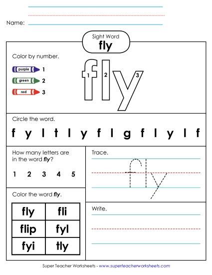 Worksheet 4: Fly (Printable PDF Worksheet)