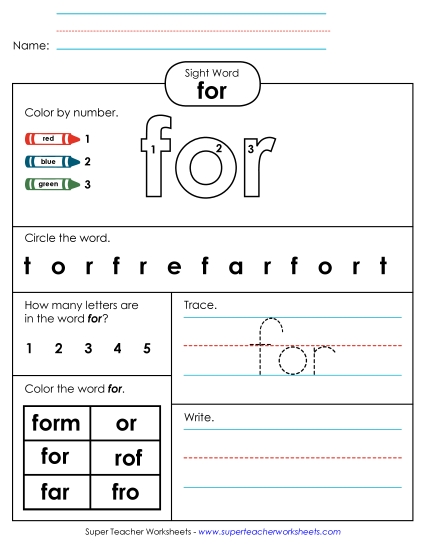 Worksheet 4: For (Printable PDF Worksheet)