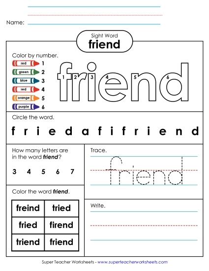 Worksheet 4: Friend (Printable PDF Worksheet)