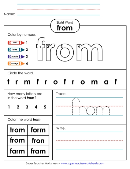 Worksheet 4: From (Printable PDF Worksheet)
