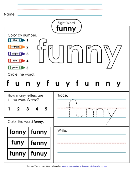 Worksheet 4: Funny (Printable PDF Worksheet)